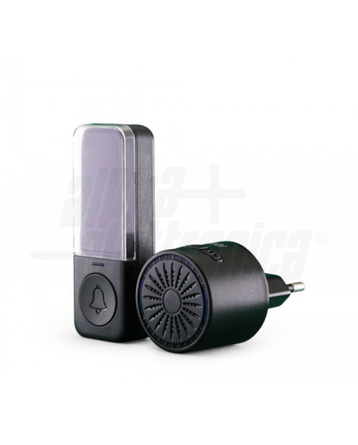 CAMPANELLO WIRELESS NERO CON PULSANTE