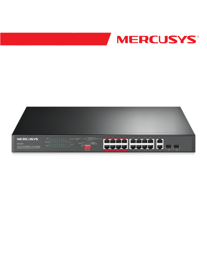SWITCH DI RETE 16 PORTE POE + 2 PORTE GIGABIT