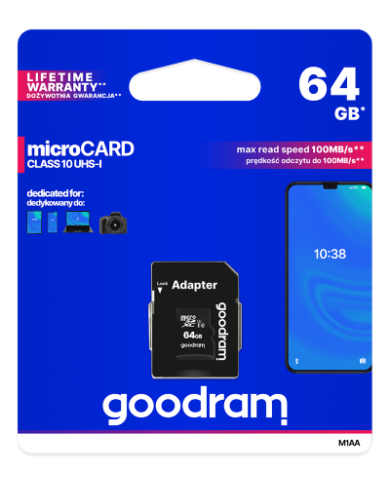 MICRO SD CARD 64GB C10 UHS I + ADATTATORE GOODRAM
