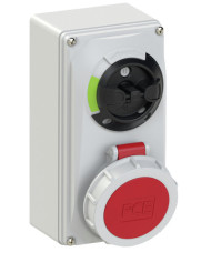 PRESA INTERBLOCCATA IP66/IP67 CON INTERRUTTORE 16A 400V 4 POLI ROSSO MONTAGGIO A PARETE