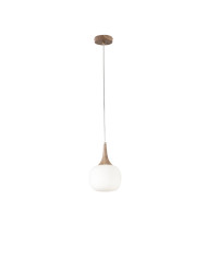 LAMPADARIO A SOSPENSIONE BIANCO E LEGNO 1E14 17X17X150CM