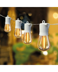 CATENA PORTALAMPADE PER ESTERNI E INTERNI CON 10P COLORE BIANCO CON LAMPADINE 0,7W LUCE CALDA