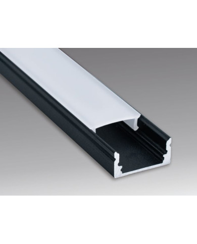 KIT PROFILO ALLUMINIO 2M DA PARETE NERO COVER OPAL