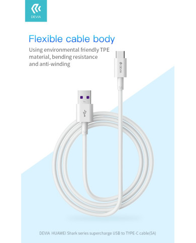 CAVO USB 2.0 TYPE C 5A BIANCO 1,5MT