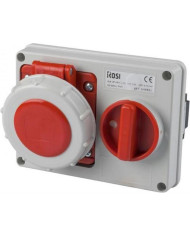 PRESA FISSA INTERBLOCCATA ORIZZONTALE IP67 16A 5P 380V CON FONDO