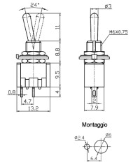 INTERRUTTORE MINIATURA 6A 125VAC ON-OFF A LEVETTA