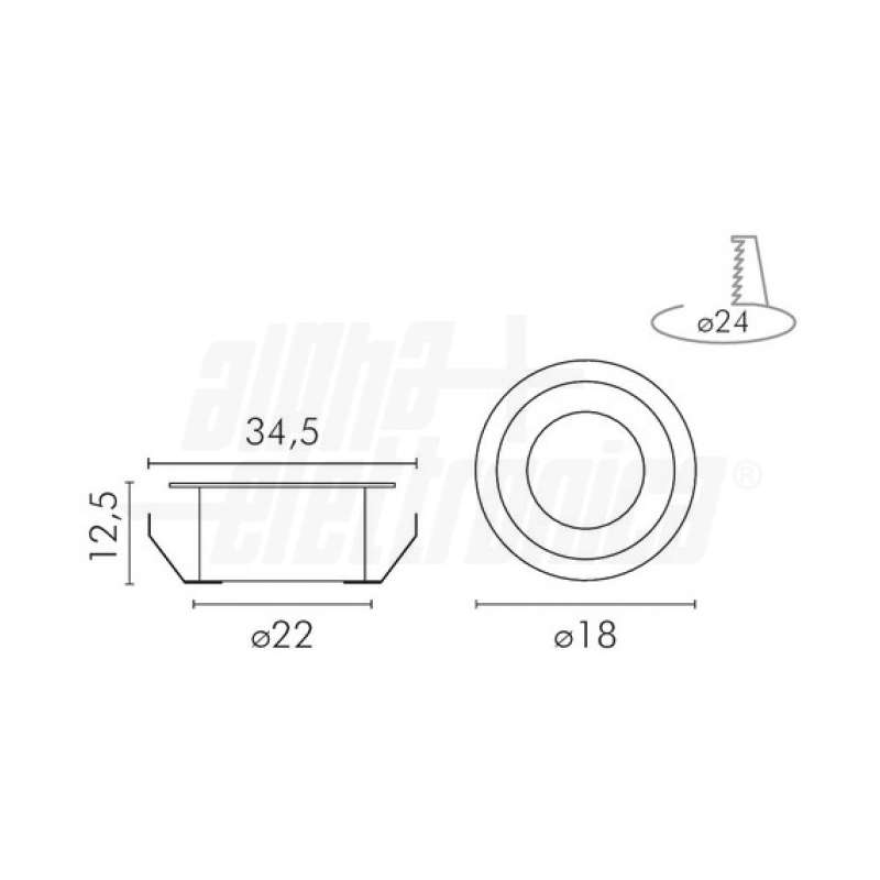 FARETTO SPOT LED DA INCASSO 0,3W 12V BIANCO CALDO