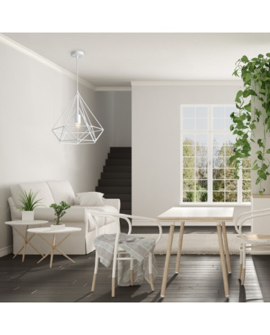 LAMPADA A SOSPENSIONE CAGE IN METALLO COL.BIANCO