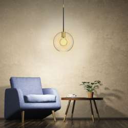 LAMPADA A SOSPENSIONE MAIORCA IN OTTONE VETRO E