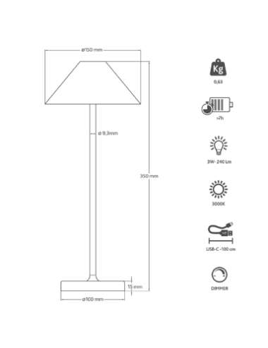 LAMPADA DA TAVOLO IN ALLUMINIO A BATTERIA 3W