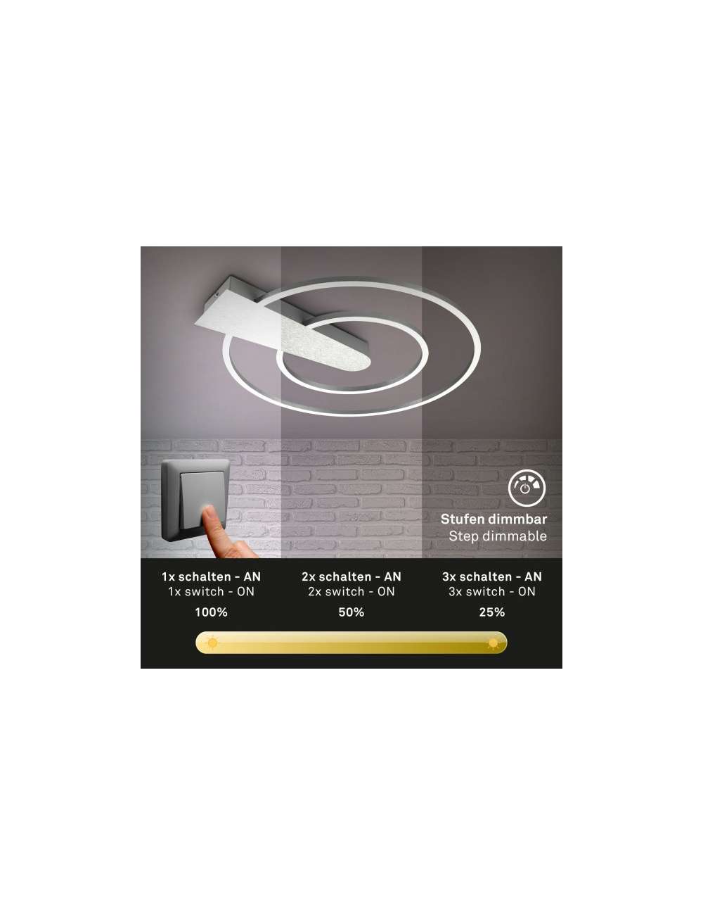 PLAFONIERA A LED DA SOGGIORNO A 3 STADI CON DIMMER