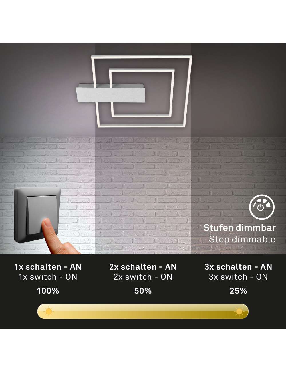 PLAFONIERA A LED QUADRATA 57CM 25W ALLUMINIO