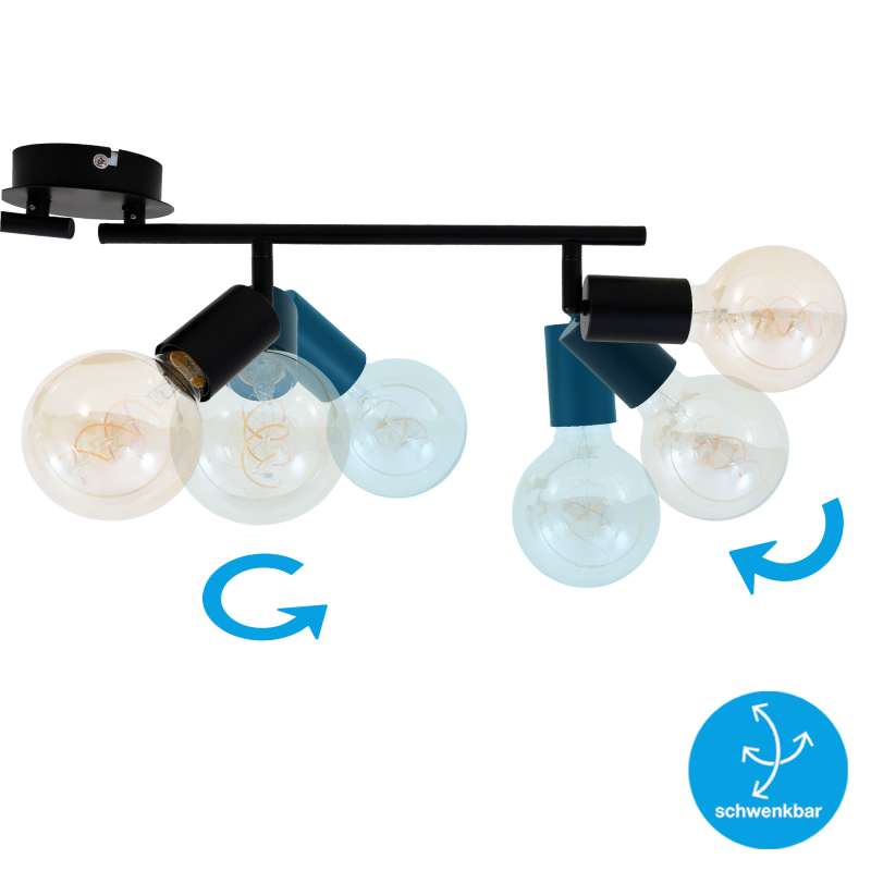 PLAFONIERA SPOT 69,5CM 60W MAX NERA CON 4