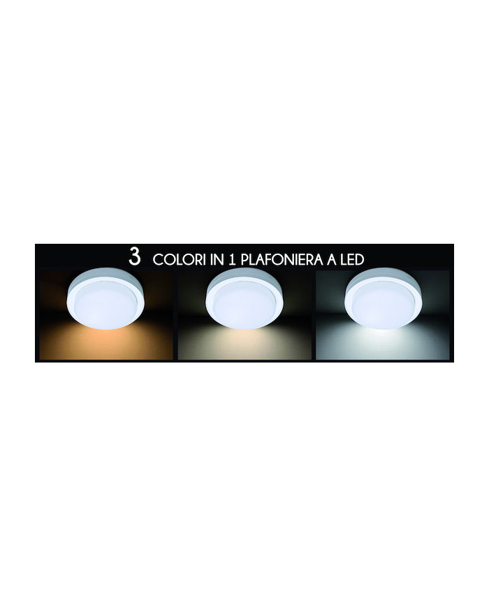 PLAFONIERA A LED ROTONDA 18W IP65 120° TRICOLOR