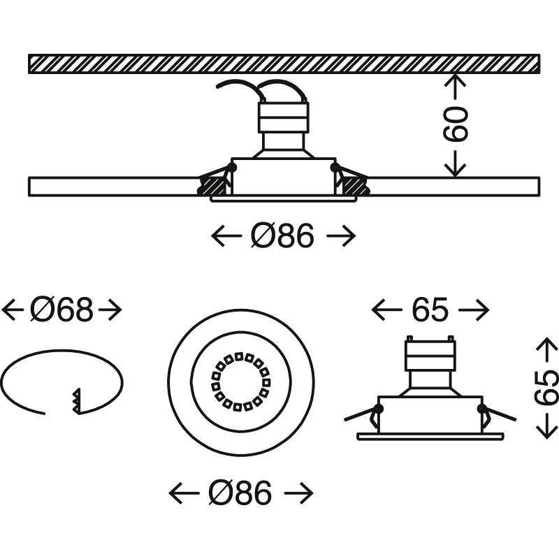 SET 3 PORTAFARETTI DA INCASSO D.8,6CM GU10