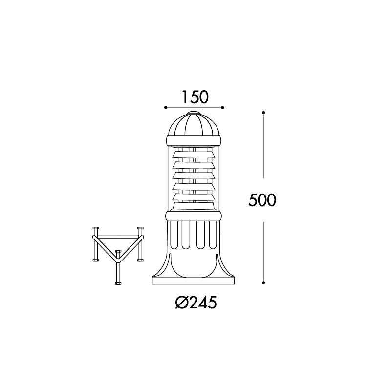 PALETTO DA GIARDINO IN VETRORESINA NERO 1E27