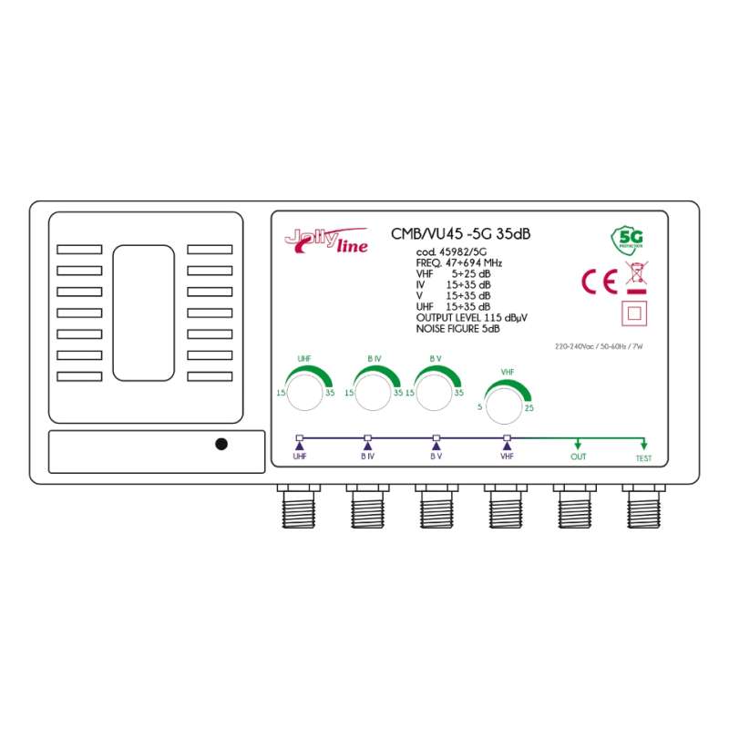 CENTRALINO ANTENNA TV VHF/UHF/IV/V 4IN SEPARATI