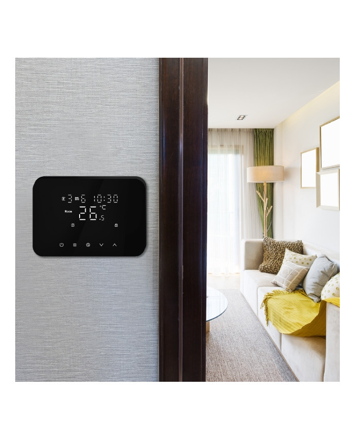 TERMOSTATO DIGITALE SOFT-TOUCH NERO A BATTERIE