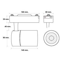 FARETTO LED PER BINARIO MONOFASE BIANCO 30W IP20