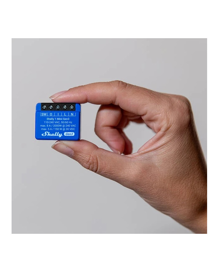 SMART RELE 8A AC/DC WIFI/BT SHELLY 1 MINI GEN 3