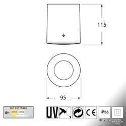 PUNTO LUCE DA PARETE A LED ROTONDO 3,5W CCT NERO