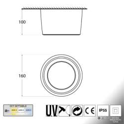 PUNTO LUCE DA PARETE A LED ROTONDO 10W CCT BIANCO
