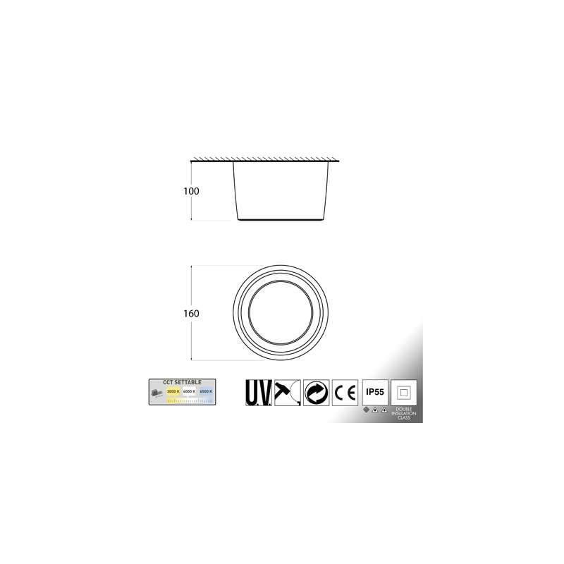 PUNTO LUCE DA PARETE A LED ROTONDO 10W CCT BIANCO