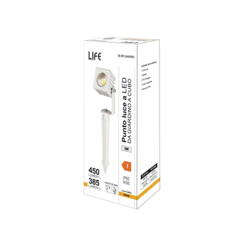 FARETTO DA GIARDINO LED IP65 CON PICCHETTO BIANCO