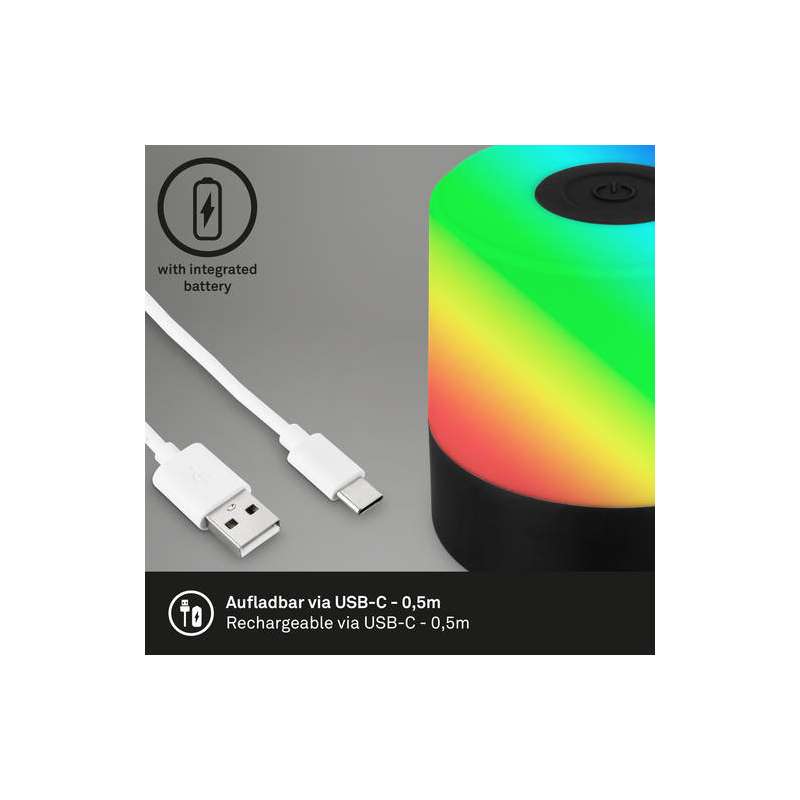 LAMPADA DA TAVOLO A BATTERIA 1,5W 100LM RGB NERO