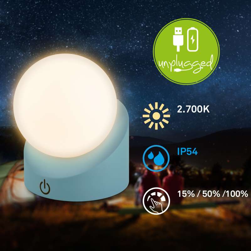 LAMPADA DA TAVOLO MINI GLOBO 2W WIRELESS IP54 BLU