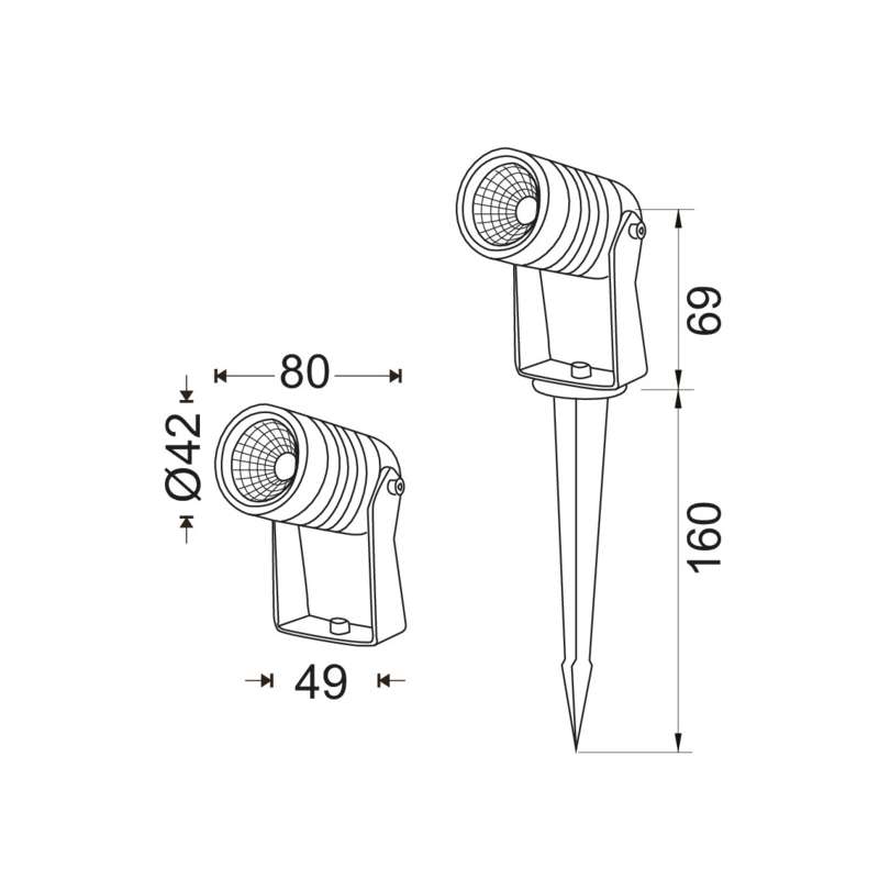 FARETTO LED DA GIARDINO 220V 6W IP67 CON PICCHETTO