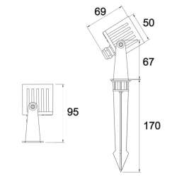 FARETTO LED DA GIARDINO CUBO 5W CON PICCHETTO