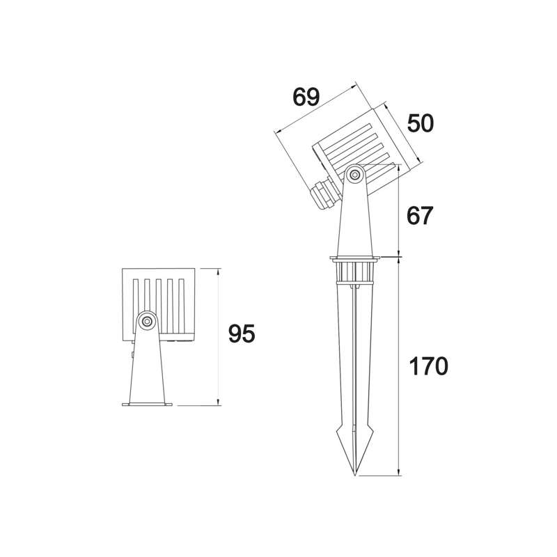 FARETTO LED DA GIARDINO CUBO 5W CON PICCHETTO