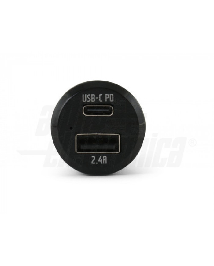 ALIMENTATORE USB DA AUTO 30W 2 PORTE USB+C