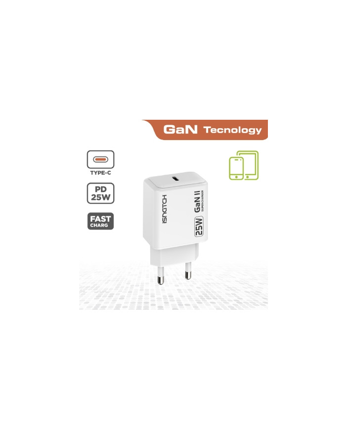 ALIMENTATORE USB TYPE-C + USB QC 3A 30W BIANCO GAN