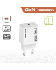 ALIMENTATORE USB TYPE-C + USB QC 3A 30W BIANCO GAN