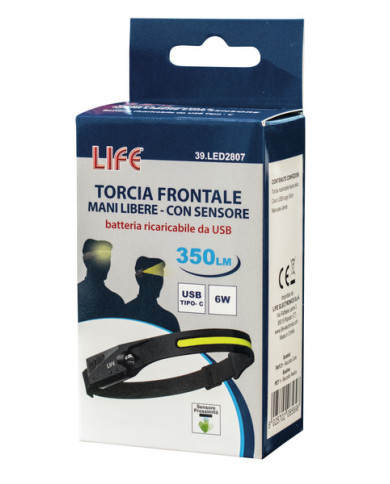 TORCIA FRONTALE A FASCIA DA TESTA LED COB 5W+1W