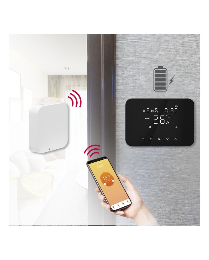 TERMOSTATO SMART A BATTERIE SOFT TOUCH NERO