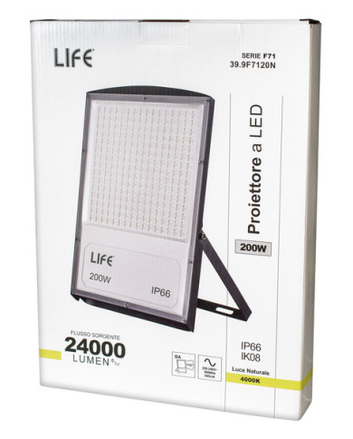 FARO LED GRIGIO 200W 4000K LUCE NATURALE IP65 F71