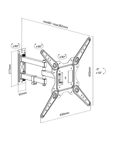 SUPPORTO PER FLAT TV LED 23-42 2 BRACCI -3 SNODI