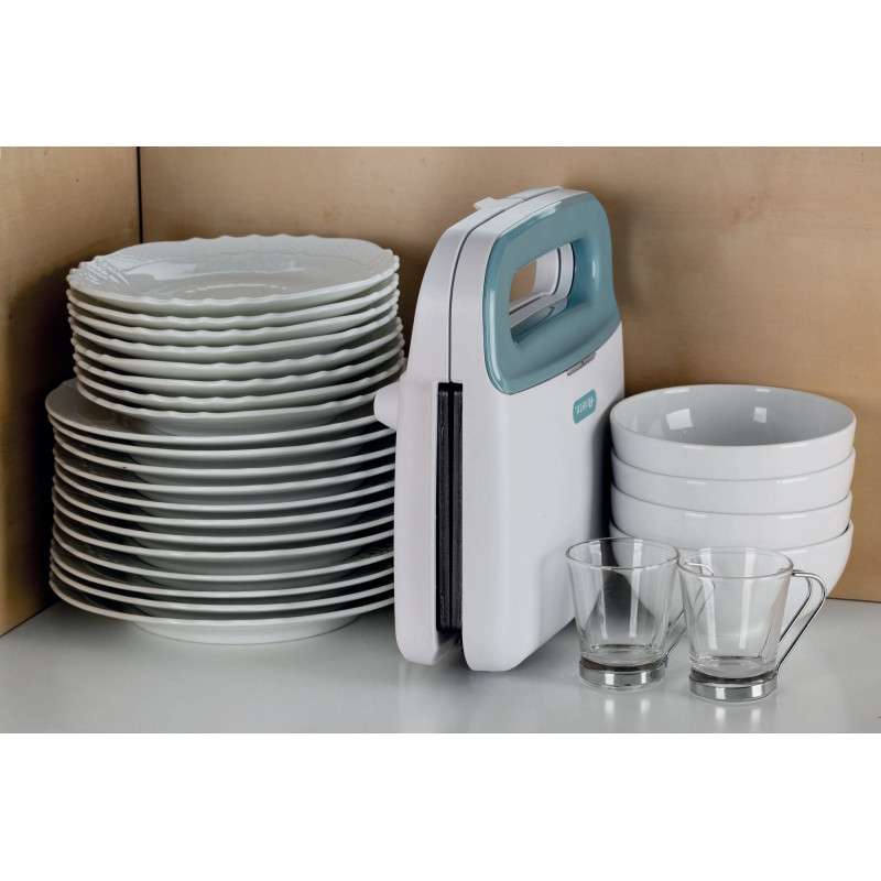 TOSTIERA A PRESSIONE BIANCA E CELESTE ARIETE 750W