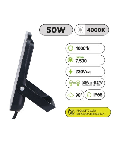 FARO DA PARETE A LED 50W LUCE NATURALE 4.000°K