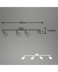 BARRA CON 4 FARETTI SPOT GU10 BIANCO