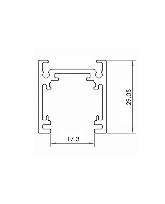 BINARIO ELETTRIFICATO 2MT NERO SERIE 16MM