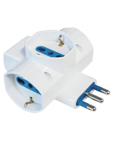 ADATTATORE SPINA 16A 3 PR.SCHUKO/BIPASSO