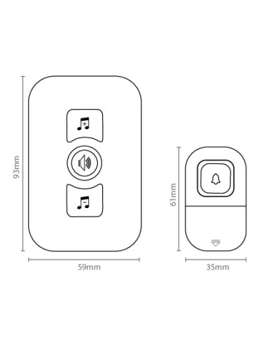 CAMPANELLO SENZA FILO CON PULSANTE E SUONERIA IP44