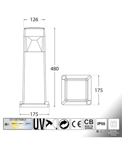 PALETTO DA GIARDINO BIANCO 50CM 1GX53 IP55