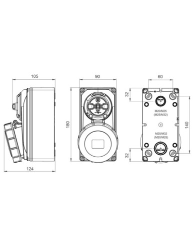 PRESA INTERBLOCCATA IP66/IP67 CON INTERRUTTORE 16A