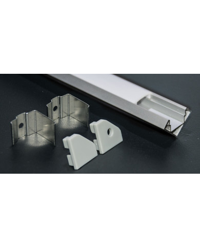KIT PROFILO ALLUMINIO 2M ANGOLARE 45°COVER OPALE