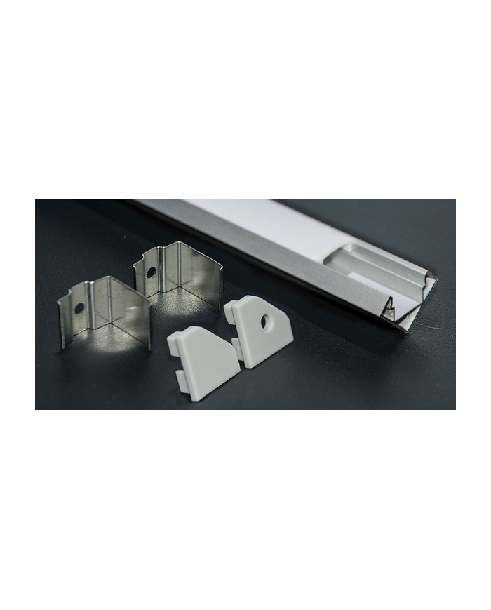 KIT PROFILO ALLUMINIO 2M ANGOLARE 45°COVER OPALE
